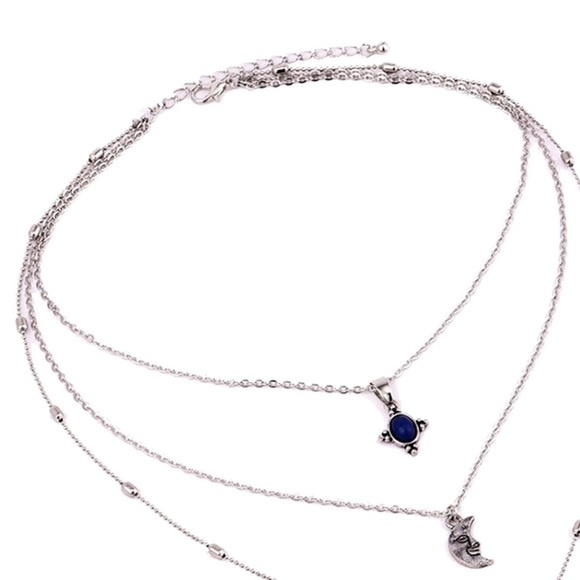 New Layered Silver Moon Necklace - Picture 4 of 5